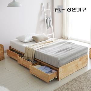 장인가구 [비밀특가] 노마 헤드리스 서랍형 수납 원목 침대 프레임 SS+본넬 타이트탑