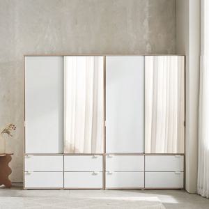 장인가구 [비밀특가] 코라 2400 슬라이딩 옷장 세트 1200 거울 서랍옷장 (행거형,2개)