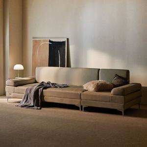 장인가구 [비밀특가] 비움 황토볼 온열 4인 가죽 카우치 흙소파 +보료