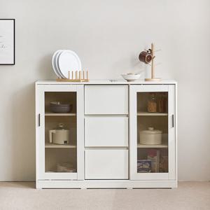 장인가구 [비밀특가] 장인가구 아망드 슬라이딩 1200 유리 3단서랍 주방 수납장 그릇 장식장 홈카페장