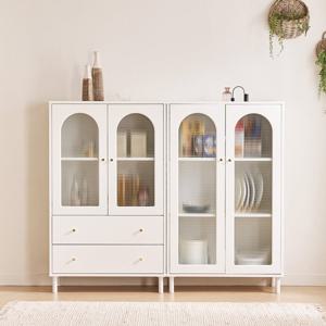 장인가구 [비밀특가] 장인가구 쿠르바 모루유리 1600 2단서랍 높은 주방 수납장 세트