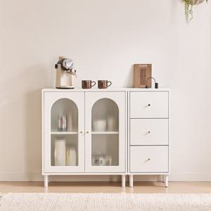 장인가구 [비밀특가] 장인가구 쿠르바 모루유리 1200 주방 수납장 세트 (800수납장,400서랍장)