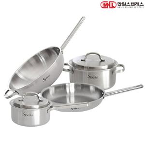 키친아트 한일STS 스플릿 통5중 스텐레스 인덕션 후라이팬 냄비세트 4종B(편16+양20+후28+궁28)