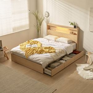 리버퍼니쳐 리버퍼니쳐 모엔 LED조명 3서랍 수납형 퀸침대 40T라텍스매트리스