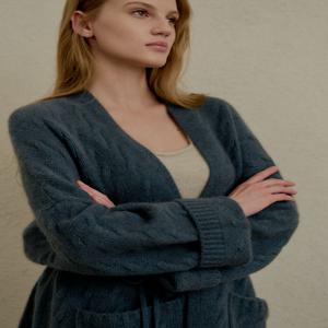 [런칭가 299000원]누캐시미어FW 라쿤캐시미어 케이블 가디건