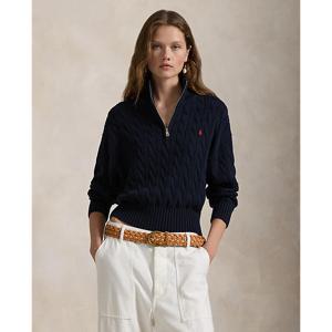 폴로 랄프 로렌 여성 케이블 니트 코튼 쿼터 지퍼 스웨터(WMPOSWENC021144400)