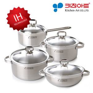 키친아트 인덕션 쿠커 스텐냄비 4종세트A 18편+20양+24양+24전