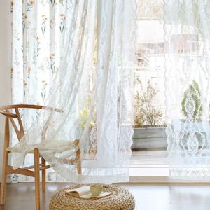 까르데코 멜로우 플라워 면 가림막+벨라 레이스 커튼4장