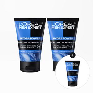 [로레알파리]맨 이드라 파워 아쿠아 클렌징 폼 100ml 2개+맨 아쿠아 폼 50ml
