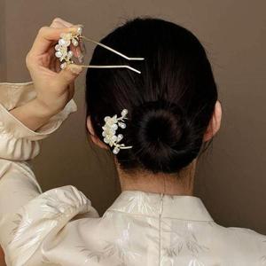 [BZJKSC8R_49]진주 꽃 자개 u자형 비녀 큰핀 옆꽂이