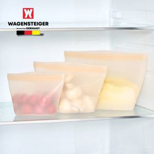 실리콘 지퍼백 3종세트 멜로우피치 냉동 반투명 보관 소분 전자레인지 스탠딩 지퍼팩