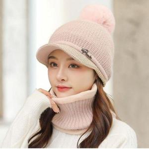 [에이치플러스몰]여성 5컬러 겨울 방한 왕방울 니트캡비니 넥워머 세트