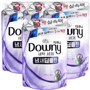 다우니 세탁세제 1.4L(드럼/일반겸용) 냄새 딥클린 라벤더 리필x4개