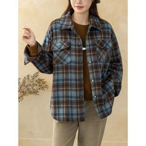 [디얼마미]포켓 기모 누빔 체크 남방 /마담 미시 중년 여성 빅사이즈 40대 50대