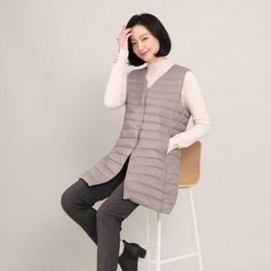 [애비뉴투지]엄마옷 메리 넥 변형 오리털 경량 여성 가을 겨울 롱 패딩 조끼 V09133 50대 60대 중년여성