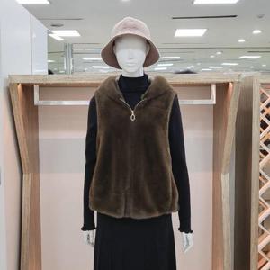 해리앤 DP01 인조밍크 퍼 후드 집업 베스트 대동백화점 무스탕 조끼 YQWP61