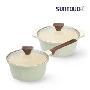 썬터치 비발디 인덕션 냄비 2종 (18편수+20양수) (파스텔 그린)