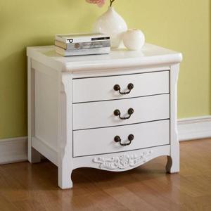 나르본 화이트 원목 엔틱 3단협탁/침대쪽장전화받침대 (W99D22C)