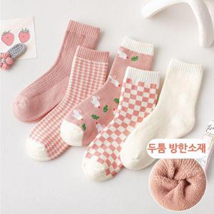 딸기라떼 최강보온 방한양말5개세트 WFKNSWE