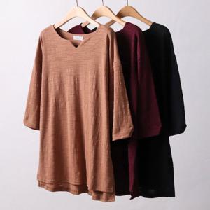 빅사이즈사랑해요 A717L009 뱅뱅슬럽7부롱박스티 OL