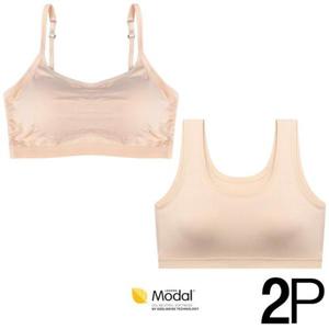 [마이핏]노와이어 브라탑 몰드일체형브라 수면브라 학생속옷 2종세트