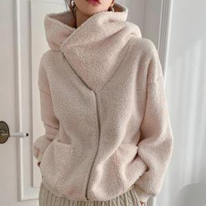 [쉬즈미]사선 워머넥 보아 양털후드 점퍼 뽀글이기모(OTR-134)