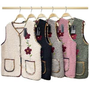 2장세트 제이케이 겨울 따뜻한 빅사이즈 엄마 자수 뽀글이 양털조끼