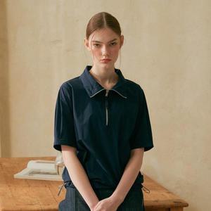 [데니스골프][DENNIS] (방송상품) 여성 에센셜 와이드넥 스트링 아노락 반팔집업_네이비_GAQSLTS984