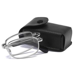 접이식 휴대용 돋보기 안경테 4 x 5cm 초미니 가죽케이스 최고급 프레임 아시안핏 디자인