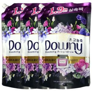 다우니 초고농축 섬유유연제 1.35L(드럼/일반겸용) 생화향기 미스티크 리필X3개