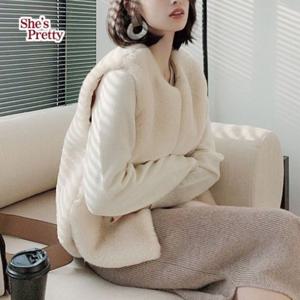 [쉬즈프리티] 버크페이크퍼밍크베스트 L까지_여성퍼코트