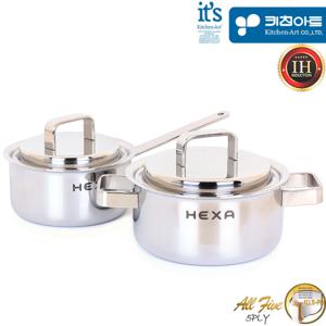 키친아트 헥사 5ply 통오중 인덕션IH 엠보 스텐냄비 2종(16편+18양)