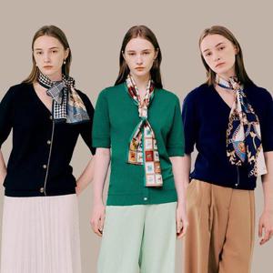 [마르조][2종] 여성)가디건형 스카프니트 니트+스카프