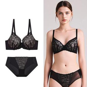 [에블린]헴팬티세트 로맨티크_투톤 노와이어 (블랙 스킨) MIX EBBRFA425H