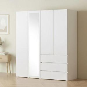 아씨방가구 마일 터치 행거 전신거울+3단 서랍 옷장 세트 1600