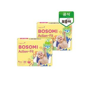 [깨끗한나라_아동]보솜이_액션핏 남녀공용 팬티형 기저귀 대형 30개입 2개