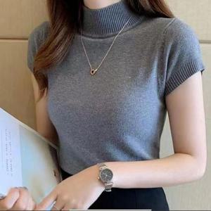 [오노마] ONM 여성 반팔 니트 오피스룩 티셔츠 얇은 반목 베이직