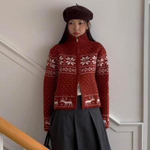 여자 폴라넥 집업 노르딕 로맨틱 2WAY 가디건