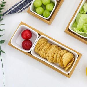 카밀리아 나눔접시 세트 반찬 그릇 디저트 트레이 사각 1칸+직사각 1칸