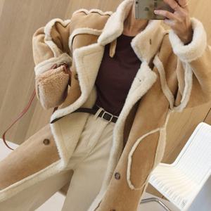 아이미마인 / 테디 리버시블 양면 양털 뽀글이 페이크 스웨이드 무스탕 롱 겨울코트