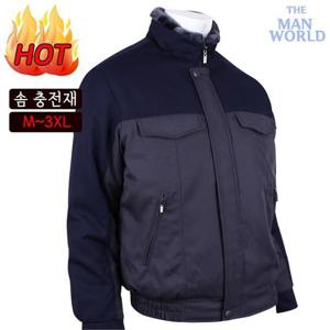 [더맨월드]MW겨울배색작업점퍼 솜잠바 동복 작업복 근무복 공장점퍼 유니폼 상의