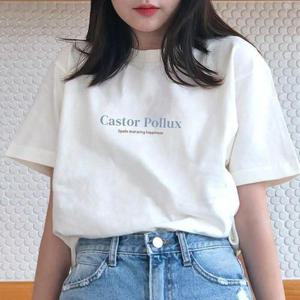 [셀러허브_여성트랜드패션]오버핏 심플 레터링 라운드넥 프린트 면 여성반팔티 아이보리