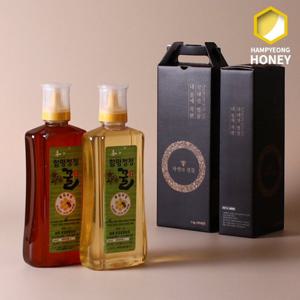 [함평나비꿀] 순수 천연꿀 아카시아꿀 1kg + 잡화꿀 1kg 선물세트 / 천연벌꿀 성적서 동봉
