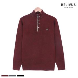 빌리버스 남자 골프웨어 긴팔 기모 반집업 티셔츠 PK0170