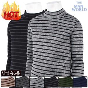 [더맨월드][더맨월드] WF줄무늬기모반목티 남성 겨울 반폴라티 작업복 목티