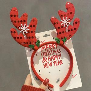 (WFFV3IF) 크리스마스 머리띠 루돌프 산타 사슴뿔 트리 리본 파