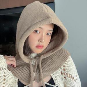 프리미엄 더블 두께 바라클라바 겨울 니트 목도리 넥워머 방한 후드 모자 1