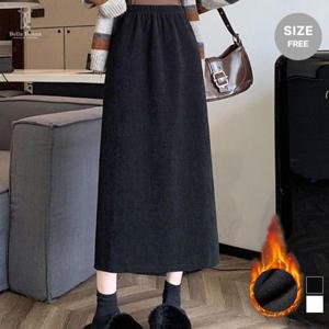 벨라도나 여성 겨울 기모안감 코듀로이 밴딩 롱스커트 골지치마 겨울스커트