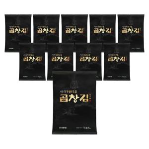 [지도표 성경김/본사운영] 프리미엄 두번구운 곱창김 전장김 무조미15g(5매) 10봉