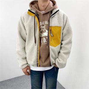 [엠클로]남자 오버핏 배색 포켓 뽀글이 양털 후리스 집업 자켓 점퍼 남여공용 2컬러